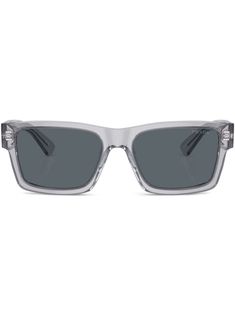 light grey acetate transparent design grey tinted lenses rectangle frame logo print to the side sculpted arms curved tips These glasses come with a protective case. Designer Clear Sunglasses With Polarized Lenses, Rectangular Clear Sunglasses With Uva Protection, Clear Rectangular Sunglasses With Uva Protection, Modern Gray Glass Sunglasses, Gray Wayfarer Sunglasses With Gradient Lenses, Gray Polarized Glass Sunglasses, Rectangular Clear Sunglasses With Mirrored Lenses, Gray Mirrored Wayfarer Sunglasses, Clear Rectangular Sunglasses With Mirrored Lenses