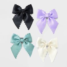 Style your little one's hair with the Girls' 4pk Scalloped Hair Bow Set from Cat & Jack™. Designed for all hair types, this set of 4 scalloped bows allows for easily securing your little one's hair on-the-go. Ideal for creating cute looks, these accessories add a touch of fun with their assorted colors. Cat & Jack™: Designed for all children so you can trust it's made for yours. Hair Twisters, Cute Looks, Glitter Headbands, Fabric Hair Bows, Hair Bow Sets, Long Hair Color, Metal Hair Clips, Ribbon Hair Bows, Permanent Hair Color