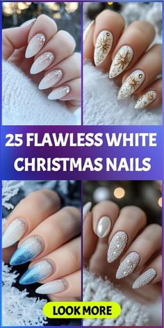 Daisy Acrylic Nails, Winter Nail Art Designs, Festive Manicure, Chic Nail Art, White Nail Designs, Easter Nails