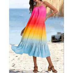 Season:Summer; Fabric:Polyester; Sleeve Length:Sleeveless; Gender:Women's; Style:Bohemia; Occasion:Vacation; Fit Type:Loose Fit; Dresses Type:Cami Dress; Pattern:Floral; Design:Ruffle Hem; Neckline:Strap; Front page:FF; Listing Date:03/26/2024; Bust:null; Fit US Size:null; Fit UK Size:null; Fit EU Size:null; Dress Length Type:Maxi Dress; Print Type:Print Summer Sleeveless Dress With Spaghetti Straps For Beach Party, Multicolor Sleeveless Summer Dress, Vacation Beach Season Sleeveless Midi Dress, Casual Ruffle Sleeveless Dress For Vacation, Sleeveless Ruffled Dress With Spaghetti Straps For Beach Season, Sleeveless Multicolor Summer Sundress, Multicolor Sleeveless Sundress For Summer, Summer Sleeveless Midi Dress For Beach Season, Sleeveless Beach Dress With Ruffles