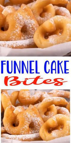 the funnel cake bites are ready to be eaten and put on display for guests to enjoy