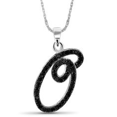 Diamonds Fit to Dazzle: Your new JewelExcess black diamond initial pendant necklace is a stunning piece of letter art. Carefully chosen black diamonds sparkle and glisten on your neck. Add to your jewelry collection and let your style take center stage with a new initial, diamond pendant. Personalized, Polished .925 Sterling Silver: Your cursive initial necklace pendant is crafted from durable sterling silver and includes an 18” rope chain, so you can adorn it instantly, right out of the box. Ou Diamond Initial Necklace, Contemporary Necklace, Letter Pendant Necklace, Initial Pendant Necklace, Monogram Necklace, Black Diamonds, Letter Pendants, Girls Necklaces, Initial Letter