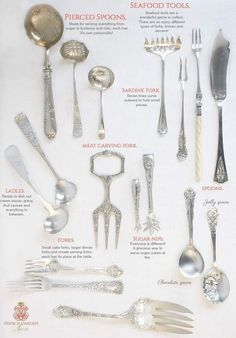 an image of silverware and spoons on display in a museum brochure