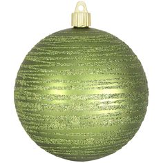 a green ball ornament on a white background