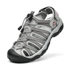 PRICES MAY VARY. Super Soft EVA Cushioned Women Sandals :The lightweight soft breathable upper with EVA midsole makes this closed-toe womens water shoes the right shoe for any summer adventure. Rubber Outsole Wear-Resistant Cushioning: Rubber sole material let this womens fisherman sandals have strong anti-skid and wear-resistant performance. Lightweight cushioning rubber, comfortable pace . Lightweight &Comfortable Walking Sandals: The slide sandals multi functional sole ensures reliable traction, while cushioned brushed EVA insole provides shock absorption. Elastic neck design and adjustable bungee laces with pull tab for easy on and off. Stylish : This salt water sandals was built with a womens foot in mind. With toe-protection it gives women an effortless style and trusted protection, Womens Water Shoes, Comfortable Walking Sandals, Womens Hiking, Water Shoes Women, Saltwater Sandals, Closed Toe Sandals, Fisherman Sandals, Hiking Sandals, Womens Sandals Summer