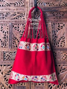 "This gorgeous embroidered Mexican Satchel or Morral is perfect to style with any outfit! The traditional Mexican embroidery is full of culture and colors. This Bag is embroidered on a waist loom. Dimensions: 15.5\" x 15.5\"" Red Floral Embroidery Bag For Festivals, Red Bags With Floral Embroidery For Festivals, Traditional Multicolor Embroidered Bag For Daily Use, Traditional Red Shoulder Bag With Floral Embroidery, Red Embroidered Bag, Red Embroidered Bag For Daily Use, Traditional Tote Bag With Floral Embroidery, Cotton Bags With Multicolor Embroidery, Bohemian Cotton Bag With Floral Embroidery