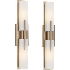 Add a comforting contemporary look to your bath or vanity area with this set of two white glass and burnished brass bath bar light fixtures from the Possini Euro Design Midtown collection. Attractive and versatile transitional style 2-light wall fixture can be mounted vertically as shown, or horizontally. Add one to each side of a bathroom mirror on the vertical, or hang horizontally above the mirror. This chic light looks great in any direction. Aesthetician Room, Master Bath Mirror, Bar Light Fixtures, Bathroom Lighting Sconces, Mirror And Sconces, Master Bath Lighting, Future Furniture, Glamorous Bathroom Decor, Glamorous Bathroom