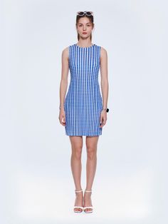 Composition : polyester 100%Color : Blue, ORANGECountry of Origin : China Gingham, Jumpsuit Dress, Sleeveless Dress, Jumpsuit, Dress Outfits, The Originals, Clothes For Women, Dresses, Blue