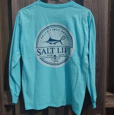 Unisex Youth Large Salt Life Long Sleeve Tee. I Have 4 Of Them. Bundle For A Deal! Salt Life Shirts, Yellow Long Sleeve Shirt, Coral Top, Blue Long Sleeve Shirt, Lululemon Tank Top, Salt Life, Purple Top, Lightweight Jacket, Small Tops