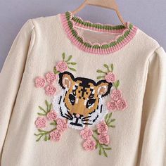 Brand Name: PADOVIERPattern Type: AnimalClothing Length: ShortMaterial: PolyesterCollar: O-NeckOrigin: CN(Origin)Season: autumn winterDecoration: EmbroiderySleeve Length(cm): FullSleeve Style: RegularThickness: STANDARDStyle: CasualPattern: A-straightAge: Ages 18-35 Years OldPercentage of Material: 95% aboveGender: WOMENModel Number: 66Yarn Thickness: Fine yarnMaterial Composition: 95 White Long Sleeve Sweater With Floral Embroidery, White Floral Embroidered Long-sleeved Sweater, White Winter Sweater With Floral Embroidery, White Floral Embroidery Sweater For Winter, White Floral Embroidery Winter Sweater, Knit Tops With Floral Embroidery For Fall, Beige Long Sleeve Sweater With Floral Embroidery, Floral Embroidery Knit Tops For Fall, Embroidered Long Sleeve Beige Sweater