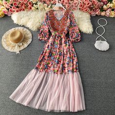 Name:Ethnic style, V-neck embroidered high waist dressMaterial:blendedColor:pink,blueFeatures:ethnic style,embroidered,fairySize(cm):free 1inch=2.54cmlength:130,waist:84,bust:98,sleeve:48Note:Due to different measurement methods,there will be 1-3 error(unite:cm), please understand.&ltp&gtPlease check the size carefully when you choose items,thank you.</p>&ltbr/> Multicolor V-neck Boho Dress For Garden Party, V-neck Floral Patchwork Summer Dress, Floral Patchwork V-neck Dress For Summer, Summer Floral Patchwork V-neck Dress, Pink Bohemian Dress With Lace Patchwork, Spring V-neck Boho Dress With Floral Embroidery, Spring Floral Embroidered V-neck Boho Dress, Spring Boho V-neck Dress With Floral Embroidery, Spring Boho Dress With Floral Embroidery And V-neck