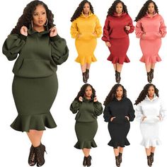 Find ideas๏ฟฝand inspiration for New Plus Size Women Long Sleeves Hooded Pocket Patchwork Solid Club Dress 2pcs, Fashion Women's Dresses Skirt Set Plus Size, Kids Coats Girls, Maternity Evening Dress, Set Plus Size, Two Piece Swimwear, Club Dress, Casual Sport, Winter Hoodies