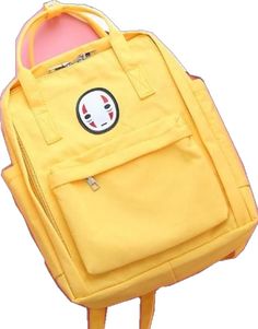 Yellow Kawaii Bag For Back To School, Kawaii Rectangular Backpack With Zipper, Kawaii Rectangular Backpack With Zipper Closure, Kawaii Standard Backpack With Zipper, Kawaii Backpack With Zipper Closure, Kawaii Standard Backpack With Zipper Closure, Yellow School Backpack With Pockets, Cute Backpack, No Face