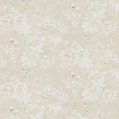 an old wallpaper with white flowers and leaves on beige background, suitable for use in interior or exterior decor