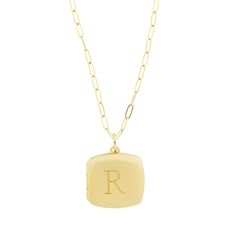 Our new, timeless square locket necklace is an elegant way for you to carry a piece of your heart around your neck. Hold pictures of your loved ones or a memento that is special to you. Engrave an initial on the front and up to 3 names on the back. available in gold vermeil and sterling silver lockets are engraved using diamond drag technology opens with space inside for 2 pictures, which fit easily inside the locket. See our guide for adding photos to your locket hangs on adjustable length pape Classic Locket Necklace With Charms For Gift, Keepsake Locket Necklace With Initial Pendant, Elegant Personalized Necklace With Rectangular Links, Personalized Initial Necklace With Square Pendant, Charm Necklace With Square Pendant As Gift, Minimalist Personalized Locket Necklace For Keepsakes, Classic Engraved Rectangular Charm Necklaces, Classic Rectangular Engraved Charm Necklaces, Elegant Square Locket Pendant Necklace