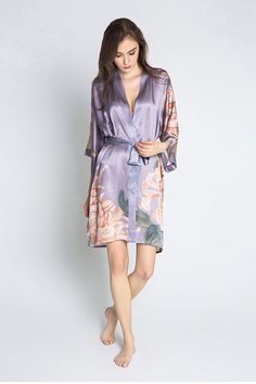 KIM + ONO Silk Kiku Short Kimono Robe Feather Kimono, Short Kimono Robe, Kimono Robes, Silk Kimono Robe, Kimono Wrap, Short Kimono, Silk Robe, French Seam, Silk Kimono