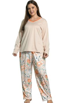 PRICES MAY VARY. Fabric: 100% Polyester, soft; breathable and lightweight to wear. Apply size XL to 5XL. Feature: 2 Piece Lounge Sets. Long sleeve pajamas top with a matching floral patterns long pants. Top: V-neck with matching color trim, simple but elegant, perfect for house or daily wear on cooling day. Pants: No pockets; elastic waistband; the pants are featured as loose and comfortable. You can sleep without worrying about your pants legs rolling up to your knees. Occasion: This is not onl Womens Plus Size Pjs With Matching Slippers, Plus Size Pajamas, Gifts For Your Mom, Fashion Joggers, Women Plus Size, Pajama Set Women, Elegant Floral, Pajama Top, Pajama Sets