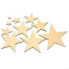 wooden stars are arranged on top of each other