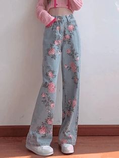 2024 Floral High Rise Boyfriend Jeans Blue S in Boyfriend Jeans Online Store | HouseofHalley.com Y2k Boyfriend, Jeans Online Store, High Rise Boyfriend Jeans, Jeans Outfit Winter, Jeans Outfit Summer, Pockets Design, Crop Top Dress, Jeans Online, Jeans Boyfriend