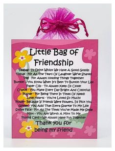 a little bag of friendship with flowers on it