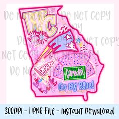 a pink sticker with the state of north carolina in it's capital and name