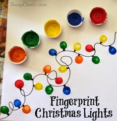 the fingerprint christmas lights are made out of paper and painted with colored paint on them