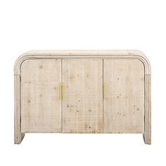 the sideboard is made out of wood and has two doors, one with gold handles