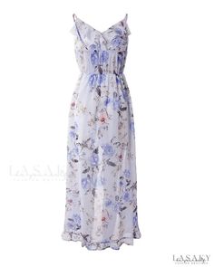 Lasaky - Floral Print Chiffon Dress with Ruffle Hem Maxi Pattern, Floral Print Chiffon Dress, Curved Hem Shirt, Dress With Ruffle Hem, Batwing Sleeve Sweater, Print Chiffon Dress, Floral Chiffon Dress, Floral Print Chiffon, Chic Type