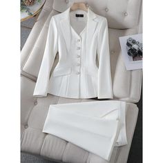 CAROLINE SUITS Women's Elegant Stylish Fashion Office Blazer Jacket & – Divine Inspiration Styles Suit Trousers Women, Womens Blazer Coat, Slim Suit Pants, Black And White Suit, Female Office, Ladies Blazer, Work Suits, Stil Elegant, Suit Trousers