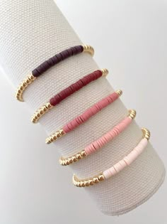 14k Gold Heishi Color Block Bracelet – georgia layne Cheap Trendy Stretch Bracelet, Homemade Bracelets, Gelang Manik, Clay Bracelet, Diy Bracelets Patterns, Diy Bracelet Designs, Beads Bracelet Design, Crochet Bracelet, Homemade Jewelry