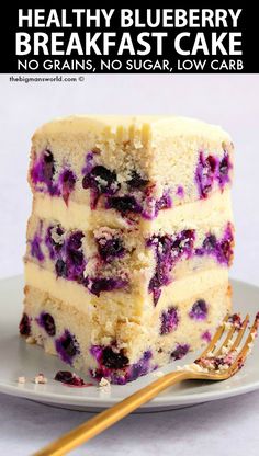 three pieces of cake on a plate with a fork