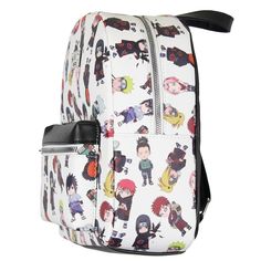 This is an Naruto mini backpack!! Naruto is one of the greatest Anime and Manga sagas ever to exist! With incredible characters and villains, the world of ninjas, clans, and their Hikages are shown in incredible depth! This Naruto Shippuden backpack has tons of characters like Naruto, Sasuke, Gaara, Sakura, Itachi Uchiha, Pain, Shikamaru, Kakashi, and so many more! It has a great faux leather look with a Naruto Shippuuden metal plate! It comes with one front zipper pocket, and the main zipper po Black Backpack For Cosplay, Themed Cosplay Backpack, Black Cartoon Backpack For Students, Cartoon Character Print Bags For Everyday Use, Casual Cosplay Standard Backpack, Themed Backpack For Cosplay, Casual Standard Backpack For Cosplay, Themed Black Bag With Character Print, Black Themed Bag With Character Print