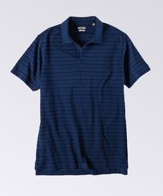 mens blue stripe polo shirt by oobe brand Blue Yarn-dyed Relaxed Fit Tops, Striped Yarn-dyed Cotton Shirt, Blue Yarn-dyed Tops With Relaxed Fit, Yarn-dyed Striped Cotton Shirt, Navy Classic Top With Horizontal Stripes, Classic Navy Tops With Horizontal Stripes, Classic Navy Top With Horizontal Stripes, Blue Yarn-dyed Cotton Shirt, Classic Blue Horizontal Stripe Tops