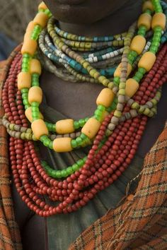 size: 12x8in Photographic Print: Ethiopia: Lower Omo River Basin, Omo Delta, a woman's beaded necklaces by Alison Jones : Large Bead Necklace, African Beads Necklace, River Delta, River Basin, African Beads, African Wedding, Stunning Jewellery, Beaded Necklaces, Wedding Necklace