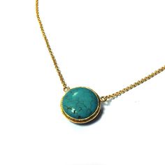 Coin Turquoise Necklace in Silver or Gold This Necklace is hand crafted with pure and sterling silver. The gold color is done by coating silver with 18 karat gold. The length of the necklace is Approximately 15.7 inches (40cm) witha- an adjustable end and a pearl that dangles at the back. I ship my items well-cushioned, inside a bubble mailer in organze gift pouches or gift boxes, prettily packaged and perfect for giving. I also include a zipped bag for you so that you can safely store your jewe Elegant Turquoise Necklace With Natural Stones, Adjustable Gold Turquoise Necklace With Gemstone, Adjustable Gold Turquoise Gemstone Necklace, Handmade Dainty Gold Turquoise Necklace, Handmade Elegant Round Turquoise Necklace, Elegant Handmade Round Turquoise Necklace, Dainty Handmade Gold Turquoise Necklace, Elegant Round Handmade Turquoise Necklace, Elegant Round Turquoise Handmade Necklace