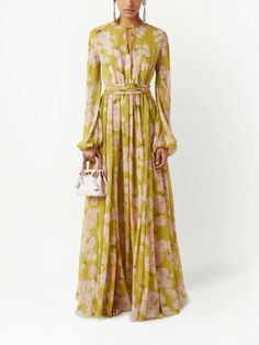 Green Long Sleeve Maxi Dress With Floral Print, Long Sleeve Green Maxi Dress With Floral Print, Green Floral Print Long Sleeve Maxi Dress, Floor-length Green Maxi Dress With Floral Print, Green Floor-length Floral Maxi Dress, Spring Silk Long Sleeve Maxi Dress, Spring Silk Maxi Dress With Long Sleeves, Green Silk Long Sleeve Maxi Dress, Flowy Silk Long Sleeve Maxi Dress