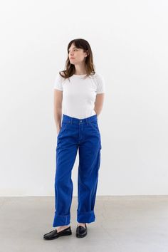 Vintage 26 27 28 29 Waist Matisse Blue Cotton Utility Painter Pants Unisex Made USA Stonecutter High Rise Trousers Contrast Stitch D - Etsy Loosely Fitted Cotton Work Pants With Straight Legs, Mid-rise Cotton Work Pants With Hip Pockets, Loosely Fitted Cotton Jeans For Work, Cotton Mid-rise Work Pants, Mid-rise Cotton Work Pants, Cropped Cotton Jeans For Workwear, Cotton Bottoms With Standard Cut Leg For Workwear, Blue Cotton Cargo Pants For Work, Blue Cotton Relaxed Fit Pants