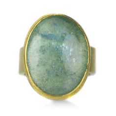 Petra Class Large Oval Aquamarine Cabochon Ring | Quadrum Gallery Aquamarine Cabochon, Bridal Jewels, Cabochon Ring, Yellow Gold Ring, Yellow Gold Rings, Aquamarine, Gold Ring, Gold Rings, San Francisco