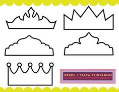 Kids Crown Printable, Paper Crown Template, Baby Onesie Template, Crown Outline, Letter D Crafts, Crown Template, Handmade Tiaras, Royal Icing Transfers, Crown Crafts