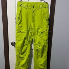 Reposhing This Item I Purchased From @Kristenl4. Too Small For Me. I Just Got Them Today. Never Worn. Green Winter Bottoms With Side Pockets, Yellow Full Length Pants With Pockets, Yellow Bottoms With Pockets For Outdoor, Yellow Bottoms With Pockets For Winter, Yellow Winter Bottoms With Pockets, Skiing Pants With Pockets, Columbia Pants, Snow Pants, Lime Green