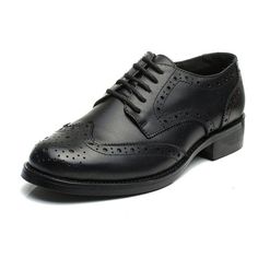 Womens Perforated Wingtip Lace-up Brogue Leather Flat Oxfords Oxford Shoes Women - Black - CP12NRMPUJN - Women's Shoes, Oxfords  #Oxfords #Women's #Shoes # #Oxfords Womens Wingtip Oxfords, Oxfords Womens, Oxford Shoes Women, Oxford Shoes Outfit, Black Oxford Shoes, Ideal Closet, Black Leather Oxfords, Wardrobe Goals, Wingtip Shoes