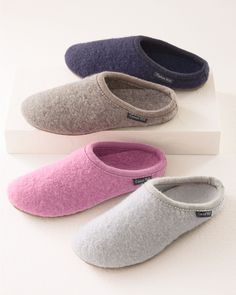 Classic meets comfy in these low-profile pure boiled wool mule slippers from Haflinger, who know how to make a slipper you'll really want to slip into. You'll love the natural temperature regulation, wicking properties, superior support, and durability. Rubber outsole. Women's classic boiled wool slippers by Haflinger. Italian Leather Bags, Women's Shoes Accessories, Wool Slippers, Garnet Hill, Boiled Wool, Slipper Shoes, Leather Bags, Womens Slippers, Artisan Jewelry