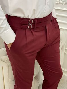 Semi-formal Slim Fit Wide Leg Bottoms, Semi-formal Wide-leg Slim Fit Bottoms, Fitted Burgundy Bottoms With Pockets, Slim Fit Wide Leg Bottoms With Belt Loops, Wide Leg Slim Fit Bottoms With Belt Loops, Burgundy Fitted Straight Pants, Fitted High-waisted Burgundy Pants, Burgundy Fitted Wide Leg Pants, Fitted Wide Leg Burgundy Pants