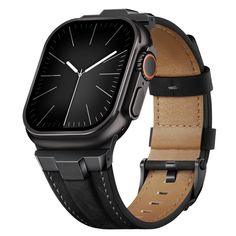 PRICES MAY VARY. Universal Fit: Suitisbest Apple Watch Leather Band is designed for Apple Watch Ultra, Ultra 2, Series 10 9 8 7 6 5 4 3, SE, for iWatch 49mm, 46mm, 45mm, 44mm, 42mm(Series 3). Adjustable size fits 5.8”- 8.5” (165mm - 215mm) wrist. Premium Top Grain Leather:Our Apple Watch ultra band is made from 100% natural cowhide that is incredibly soft and breathable. This high-quality material ensures excellent color retention and is odor-free, providing a consistently pleasant wearing exper Leather Apple Watch Band Women, Business Leather Apple Watch Band In Black, Adjustable Leather Watch Bands With Black Band, Apple Watch Bands Mens, Trendy Black Leather Strap Apple Watch Band, Black Leather Strap Apple Watch Band For Everyday Use, Wear-resistant Black Apple Watch Band For Outdoor, Apple Watch Bands Women, Apple Watch Bands Leather