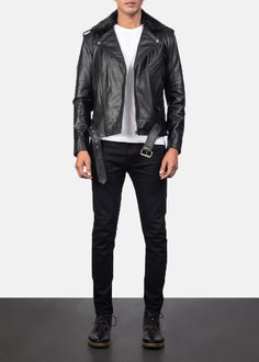 It's not just good looks with this Furton Black Leather Biker Jacket, more importantly; it is an interesting and well executed mashup between the timelessness of past outerwear style with the form and function of today's men's leather outerwear. Made in a semi-aniline cowhide leather, a quilted viscose lining, interesting detail of a zipper and waist belt closure, a notch collar with a detachable fur that adds some cool factor. Moto Leather Jacket Outfit Men, Leather Jacket With Belt And Long Sleeves, Black Formal Outerwear With Belt, Black Belted Outerwear For Formal Occasions, Winter Biker Outerwear With Belt Loops, Winter Biker Jacket With Belt Loops, Black Leather Outerwear With Belt, Winter Moto Biker Jacket With Belt Loops, Edgy Leather Biker Jacket With Belt Loops