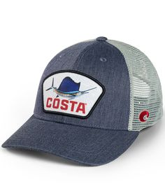 From Costa&#x2C; this hat features:trucker silhouettesix-panel construction extra-large fit; deeper crown for larger sizesadjustable snap-back closurestructured frontsublimated front patchembroidered logo at the left templeComfortably fits up to size 73/4hand washImported. Summer Wear Men, Outdoor Logos, Snap Backs, Dillard's, Summer Wear, Trucker Cap, Trucker Hat, Accessories Hats, Baseball Hats