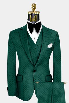 Emerald Green Suits, Emerald Green Suit, Polka Dot Suit, Green Suits, Green Suit Men, Suit Prom, Neon Prom Dresses, Royal Blue Suit, Prom Tuxedo