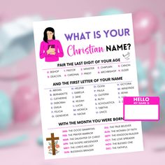 what is your christian name? with the first letter of your name in pink and blue