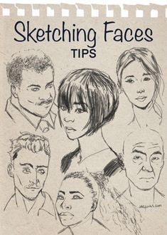 the cover of sketching faces tips, with an image of people in different poses