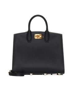 Tote from FerragamoComposition: Furs & Skins->calf Leather, 100% Ferragamo Bag, Salvatore Ferragamo Bags, Medium Bag, Zegna Shoes, Ferragamo Shoes, Woman Bags Handbags, Saint Laurent Shoes, Black Tote, Shopping Tote